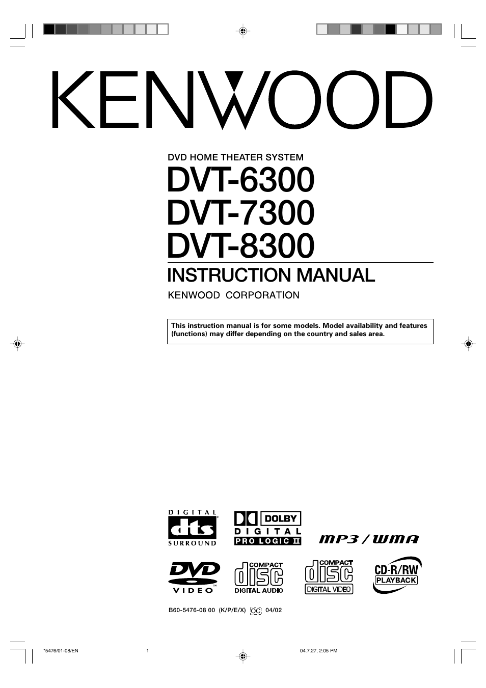 Kenwood DVT-7300 User Manual | 48 pages