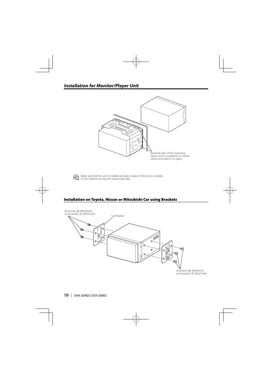 Installation for monitor/player unit | Kenwood DDX6046BT User Manual | Page 10 / 32