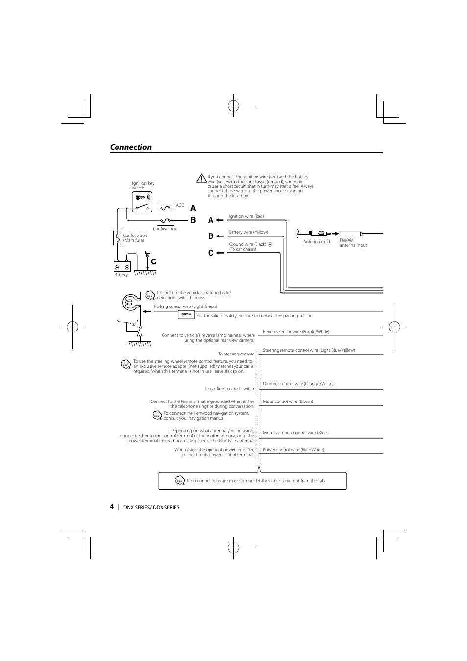 Bc a a connection | Kenwood DDX6046BT User Manual | Page 4 / 32