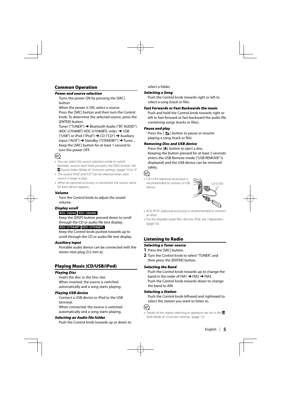 Kenwood KDC-U6046L User Manual | Page 5 / 40