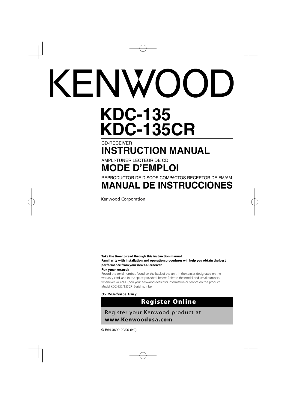 Kenwood KDC-135 User Manual | 56 pages