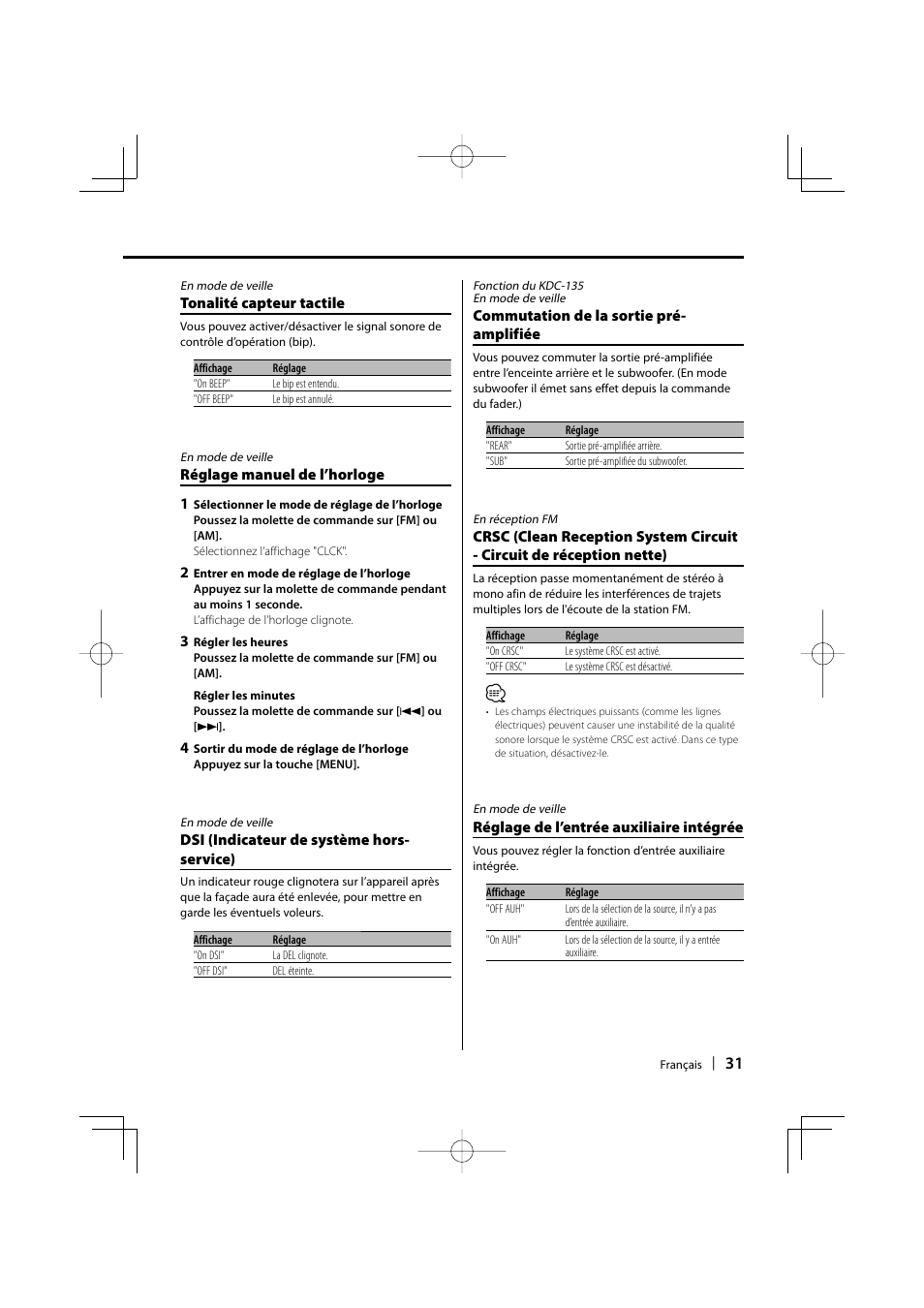 Kenwood KDC-135 User Manual | Page 31 / 56