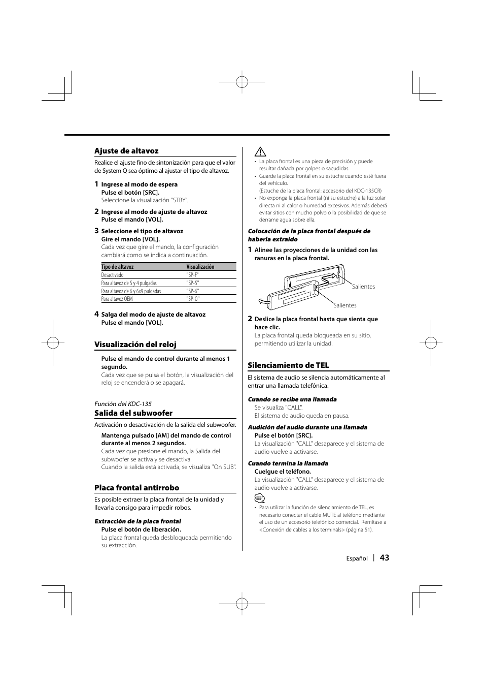 Kenwood KDC-135 User Manual | Page 43 / 56