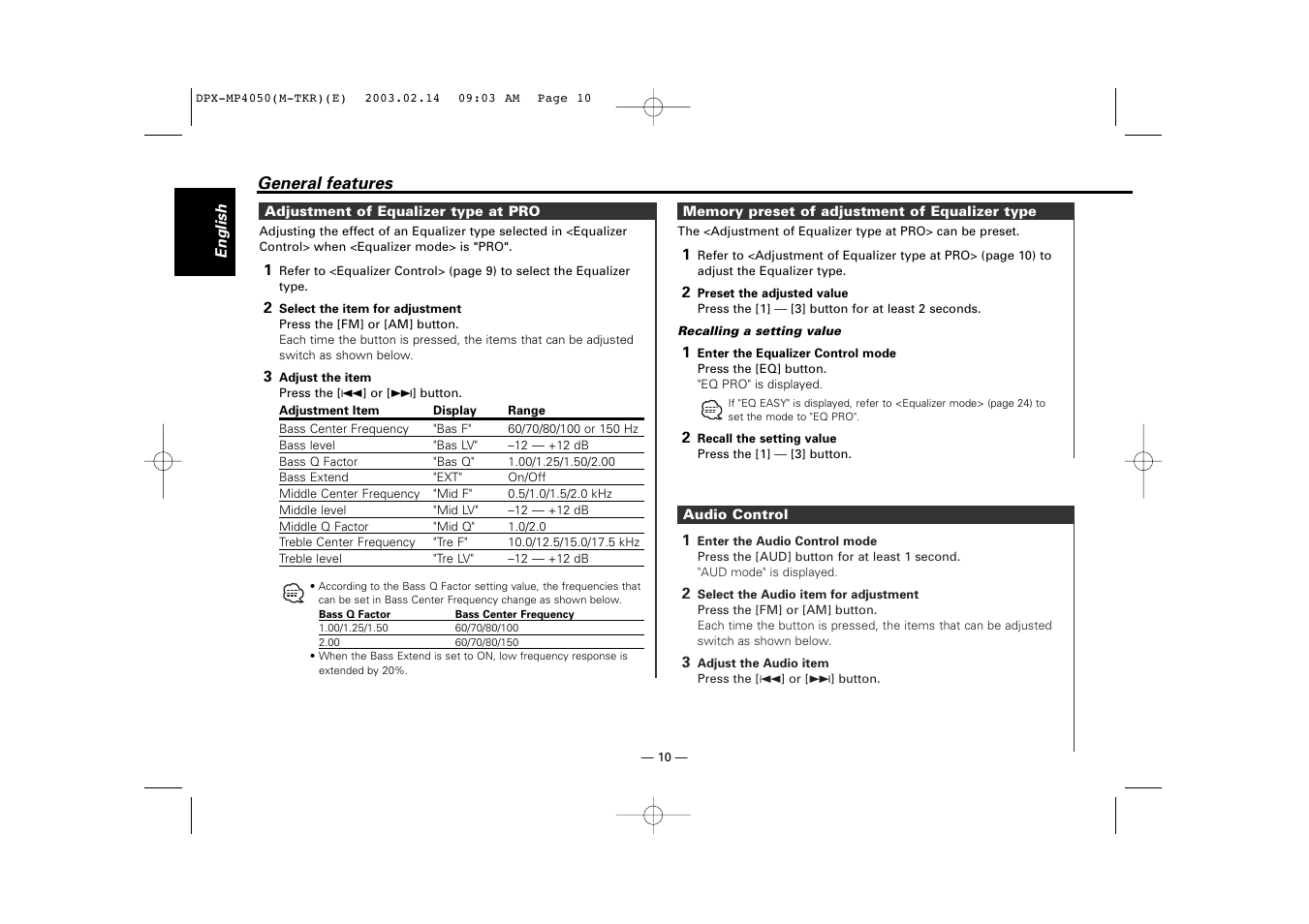 Kenwood DPX-3050 User Manual | Page 10 / 38