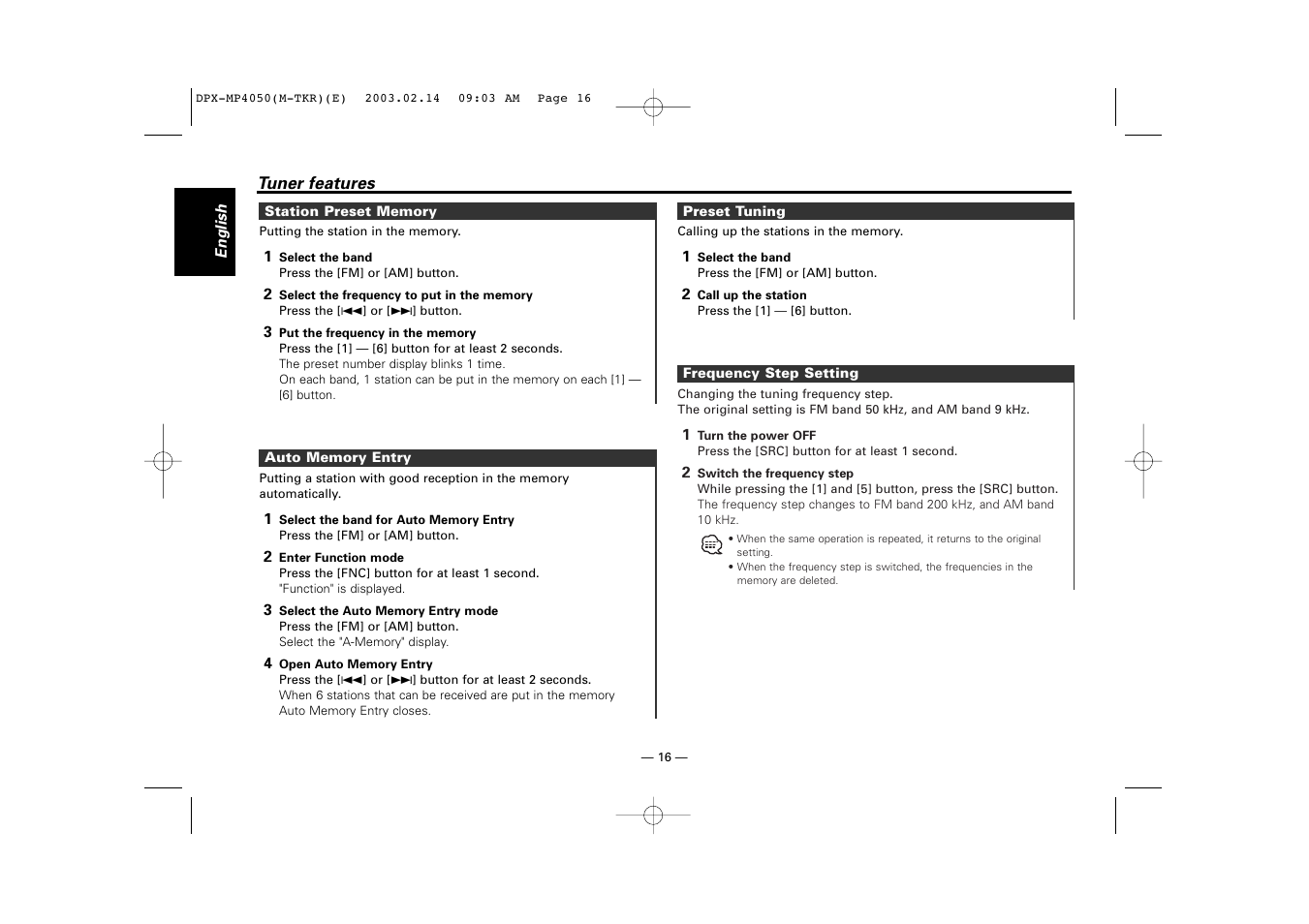 Kenwood DPX-3050 User Manual | Page 16 / 38