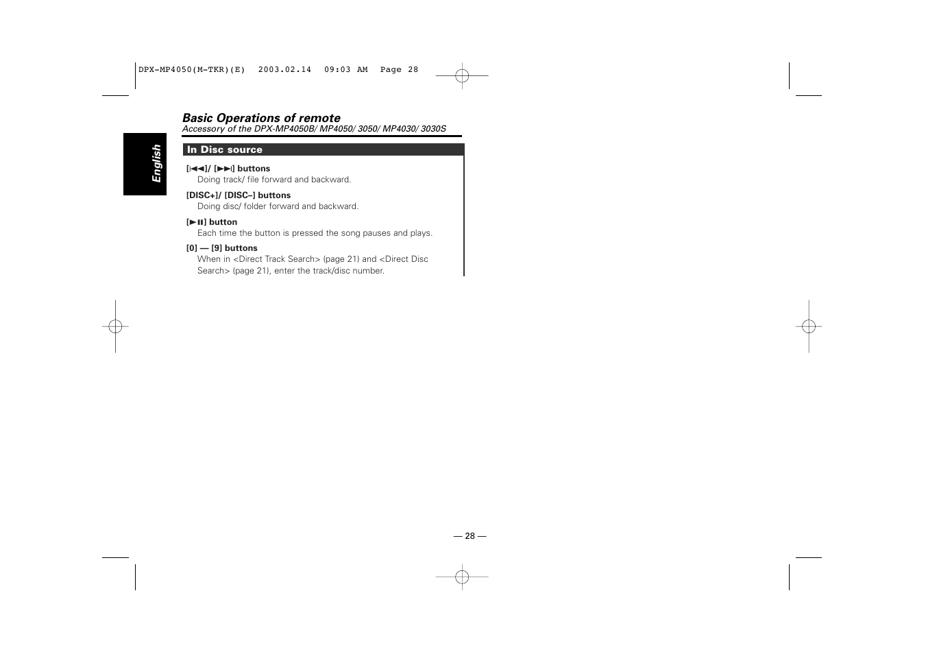 Kenwood DPX-3050 User Manual | Page 28 / 38