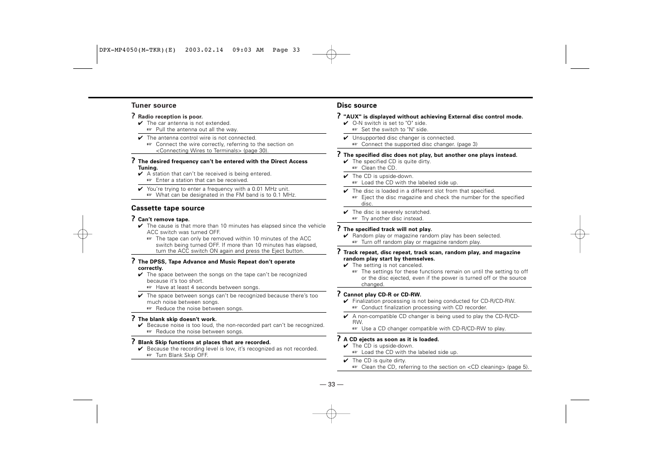 Kenwood DPX-3050 User Manual | Page 33 / 38