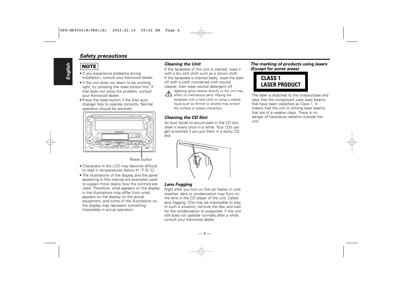 Kenwood DPX-3050 User Manual | Page 4 / 38