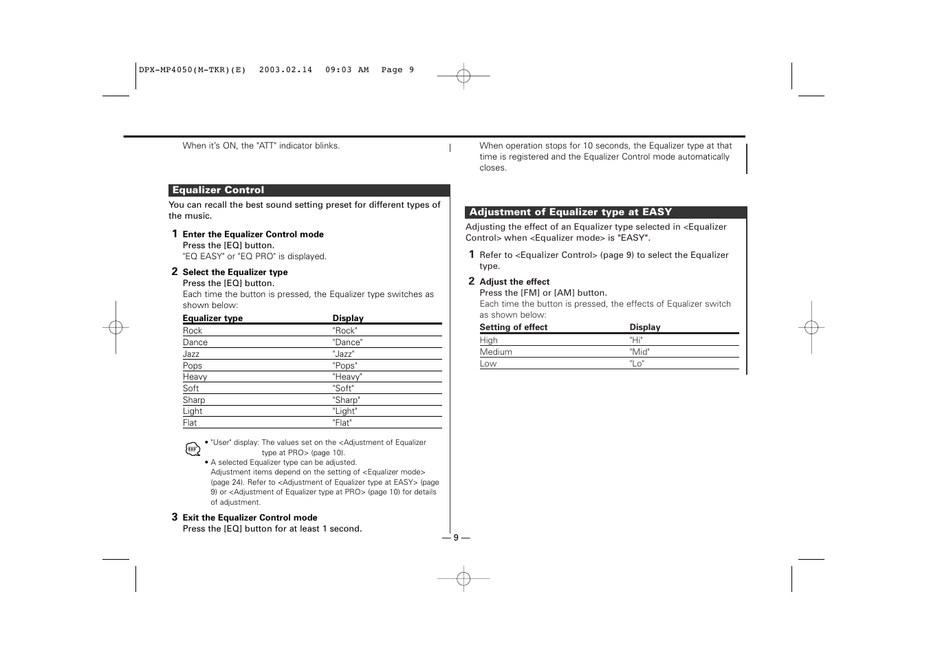 Kenwood DPX-3050 User Manual | Page 9 / 38