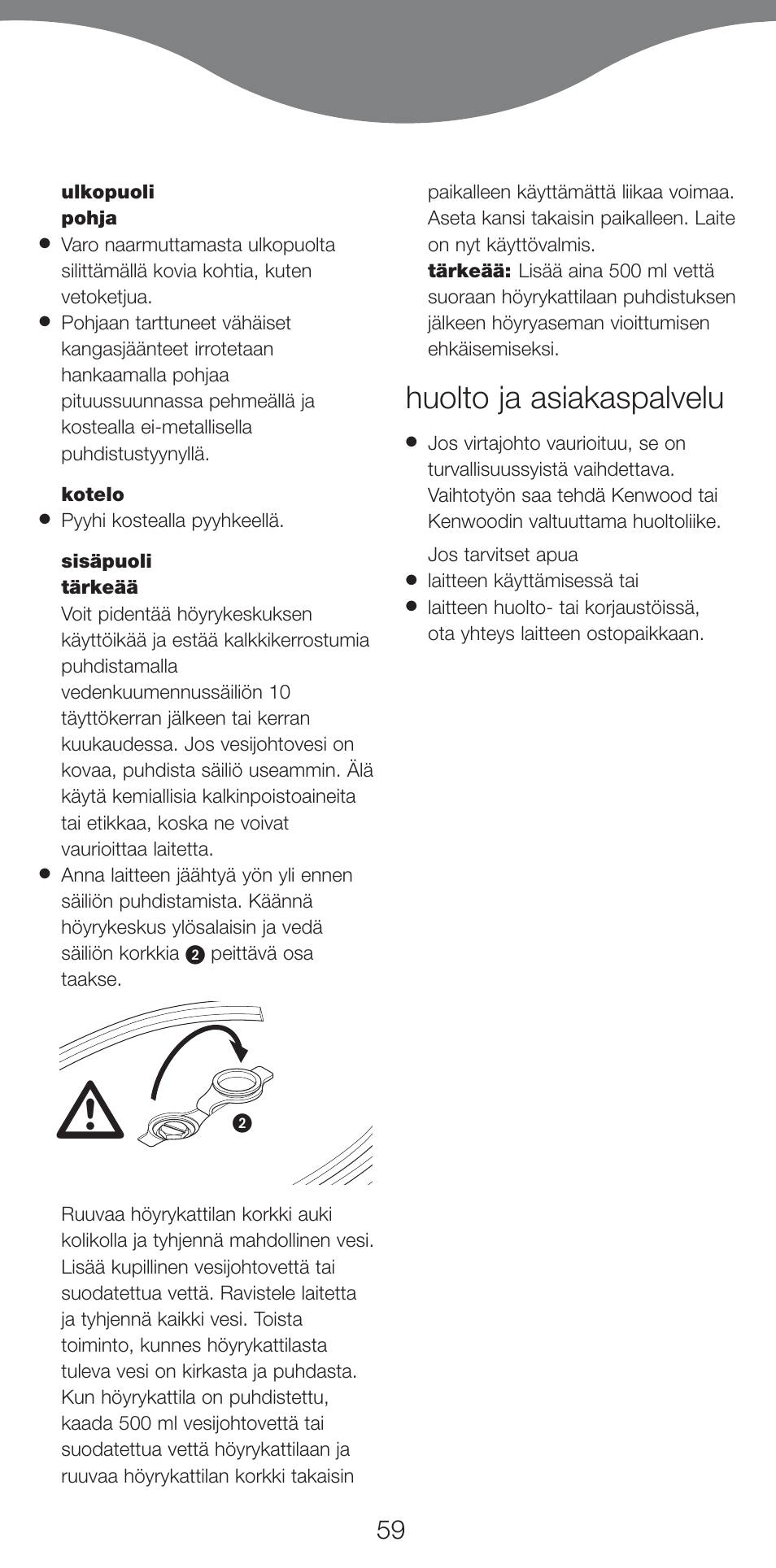 Huolto ja asiakaspalvelu | Kenwood IC800 User Manual | Page 62 / 105