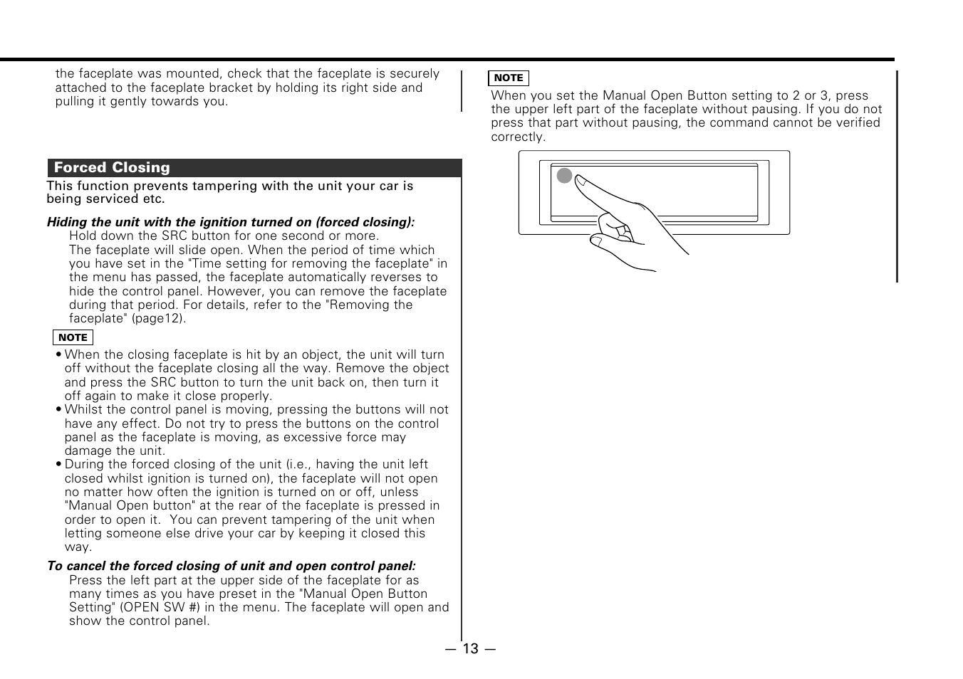 Forced closing | Kenwood KDC-7080R User Manual | Page 13 / 44