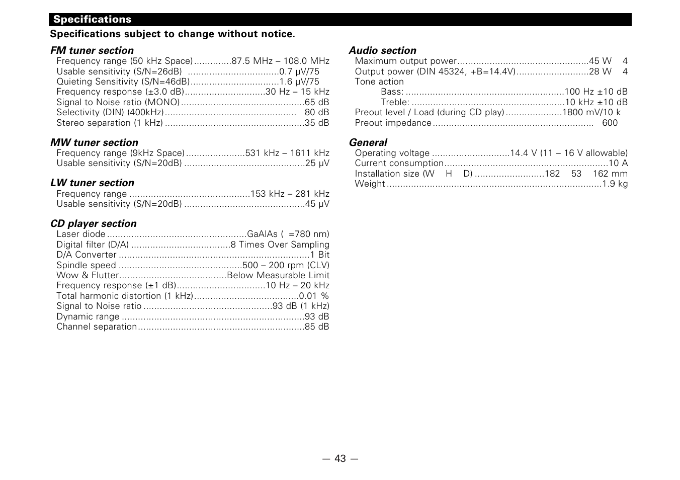 Kenwood KDC-7080R User Manual | Page 43 / 44