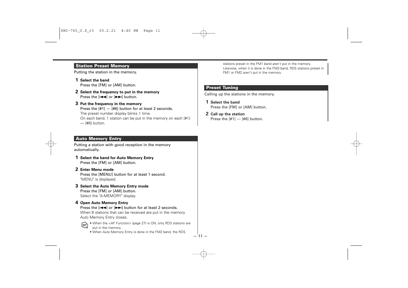 Kenwood KRC-765 User Manual | Page 11 / 42