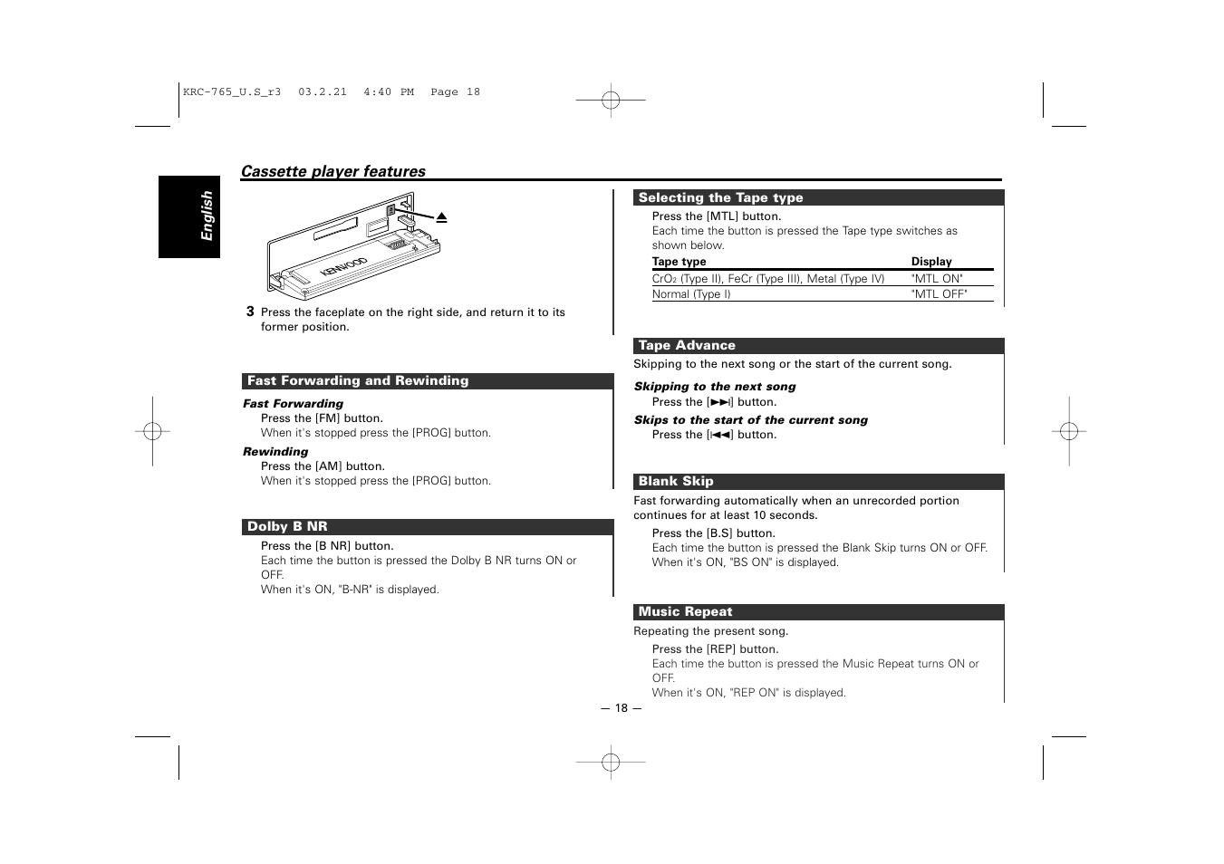 Kenwood KRC-765 User Manual | Page 18 / 42