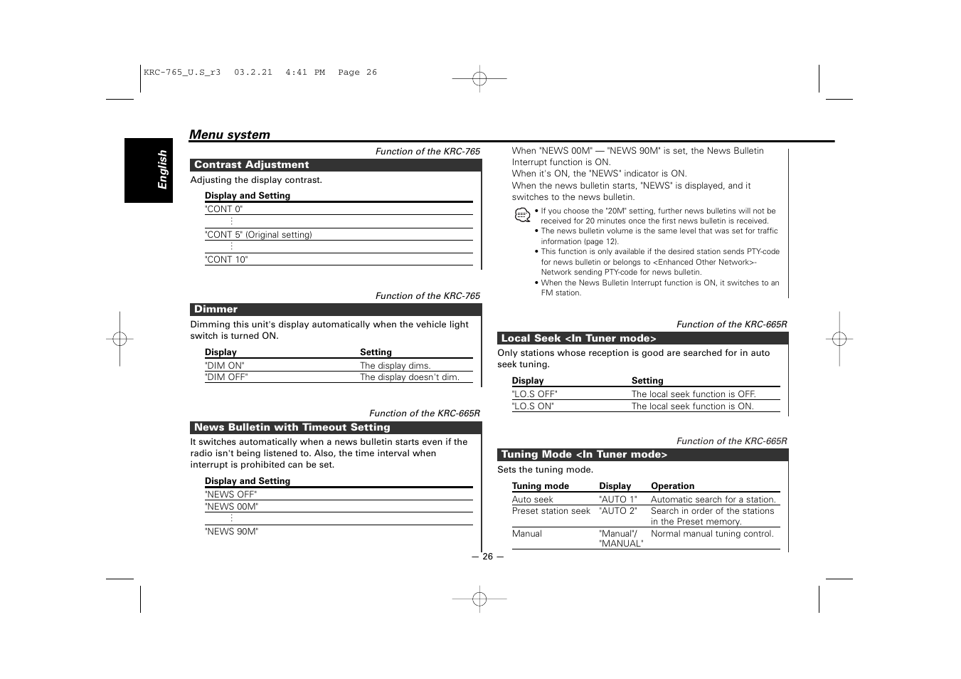 Kenwood KRC-765 User Manual | Page 26 / 42