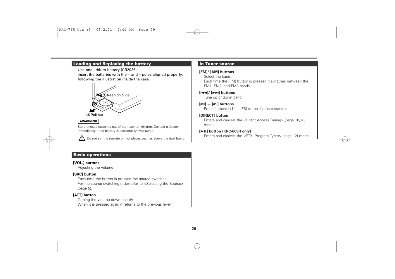 Kenwood KRC-765 User Manual | Page 29 / 42