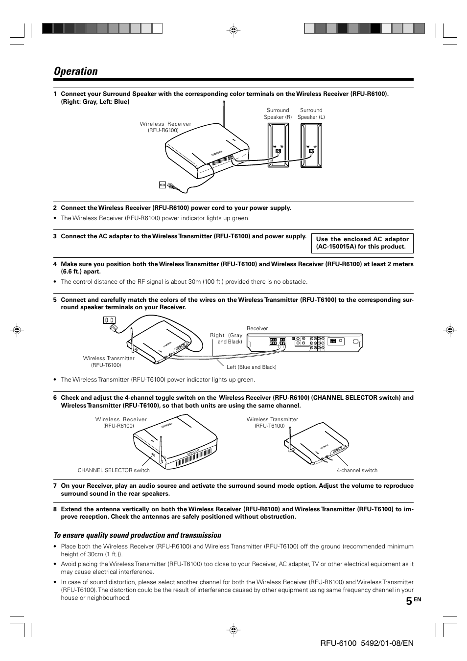 Operation | Kenwood RFU-6100 User Manual | Page 5 / 8