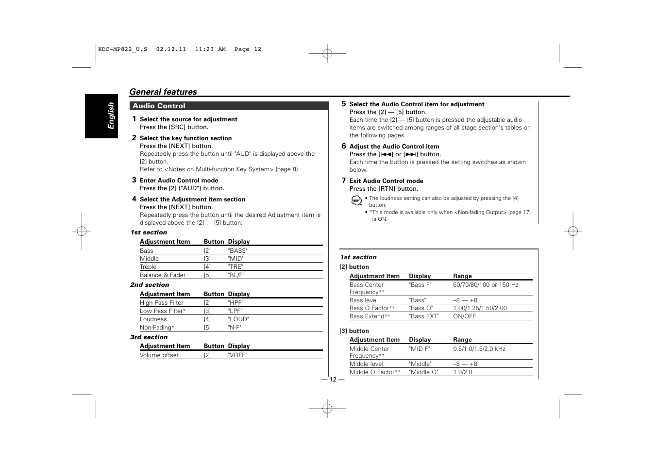 Kenwood eXcelon KDC-X769 User Manual | Page 12 / 48