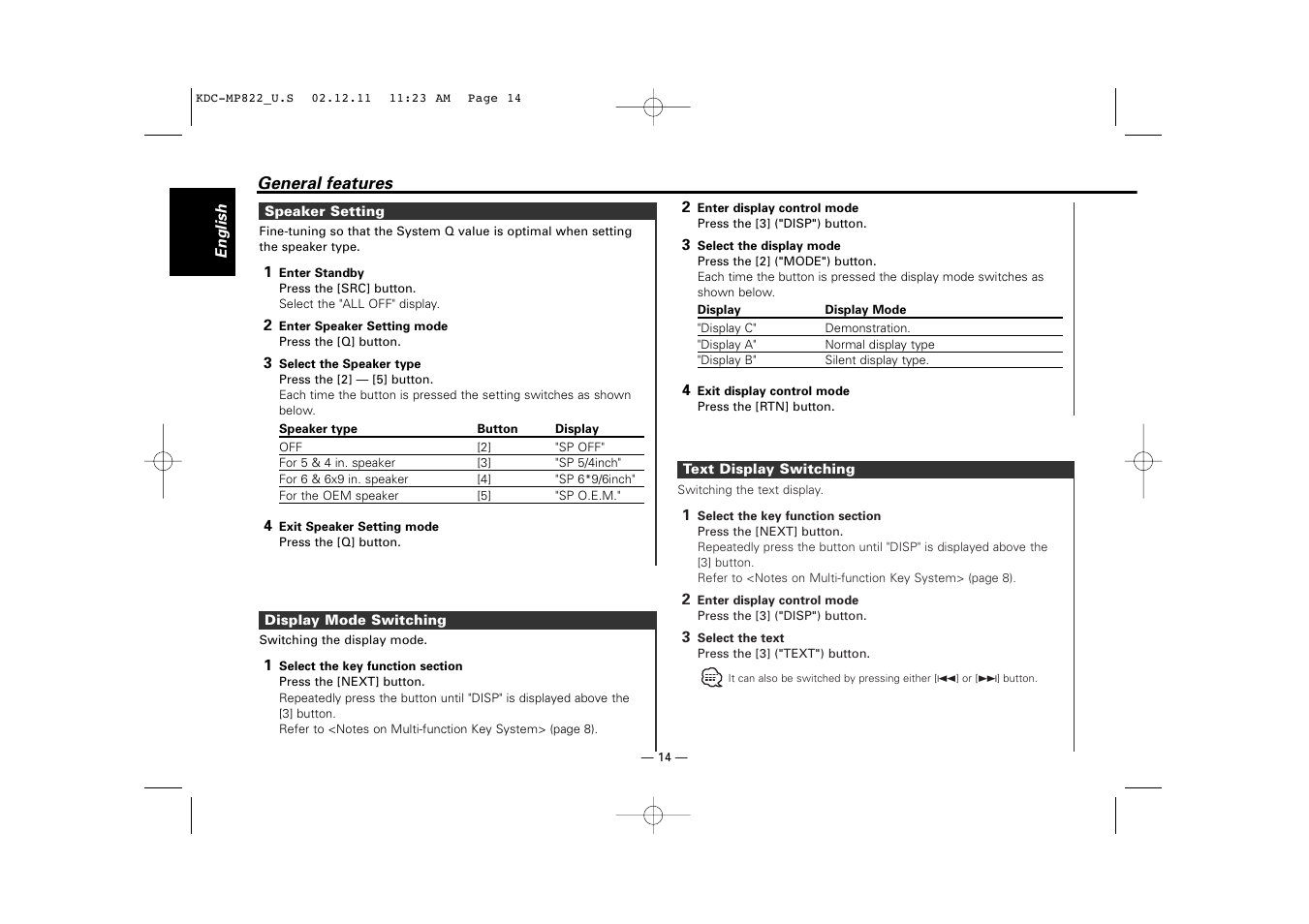 Kenwood eXcelon KDC-X769 User Manual | Page 14 / 48