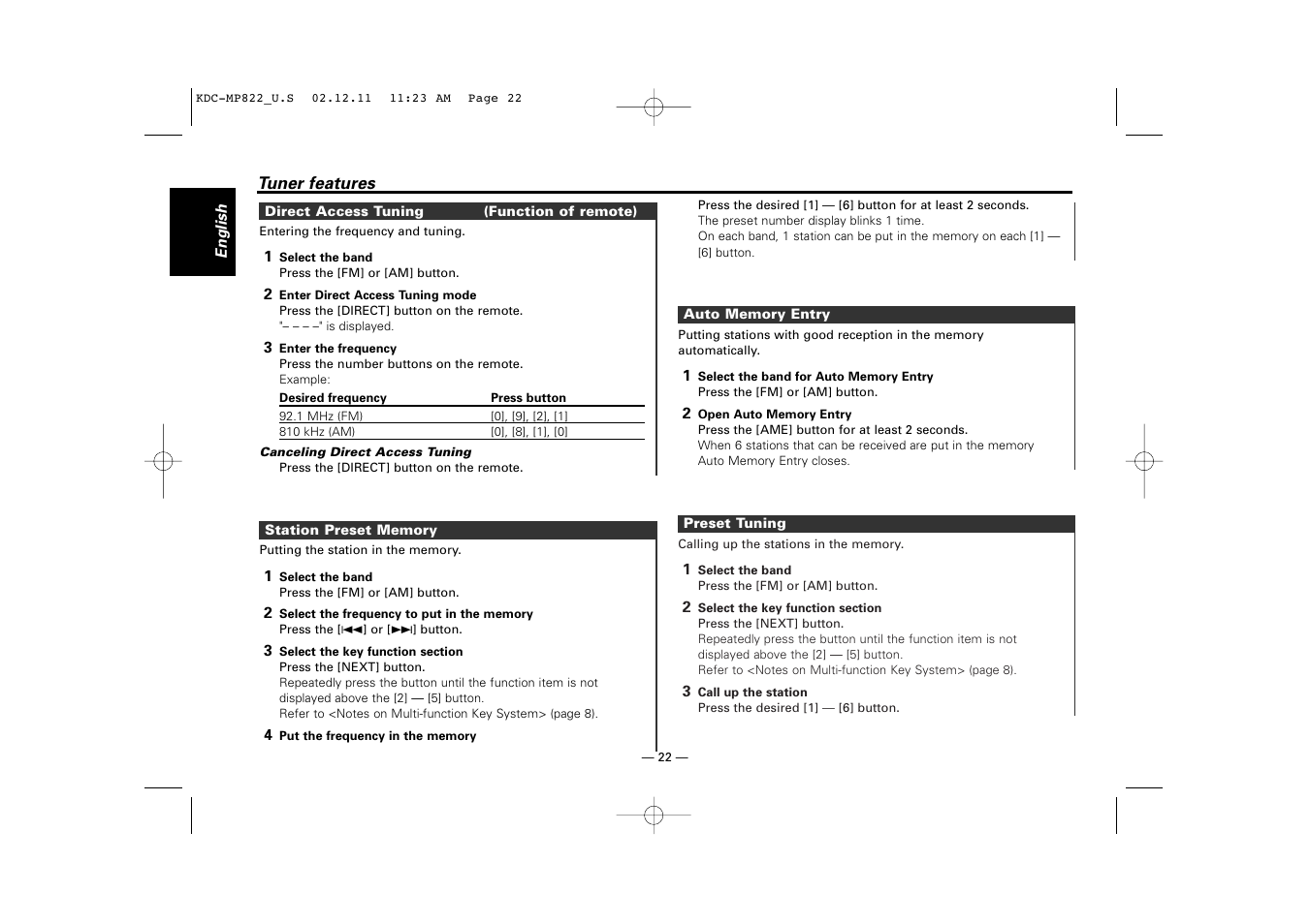 Kenwood eXcelon KDC-X769 User Manual | Page 22 / 48