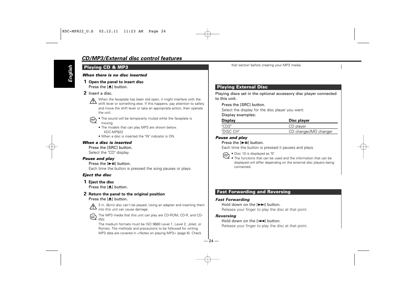 Kenwood eXcelon KDC-X769 User Manual | Page 24 / 48