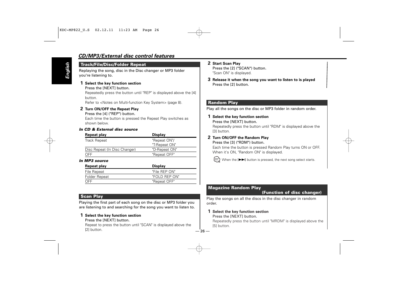 Kenwood eXcelon KDC-X769 User Manual | Page 26 / 48