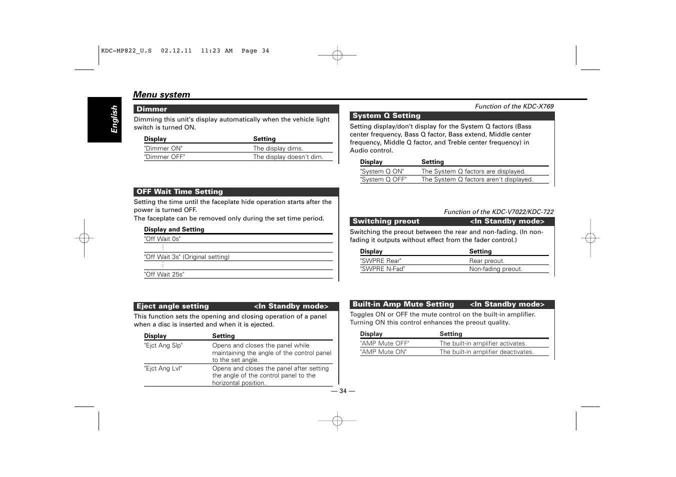 Kenwood eXcelon KDC-X769 User Manual | Page 34 / 48