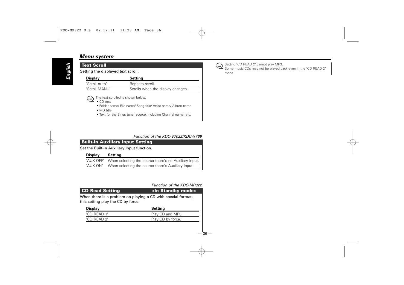 Kenwood eXcelon KDC-X769 User Manual | Page 36 / 48