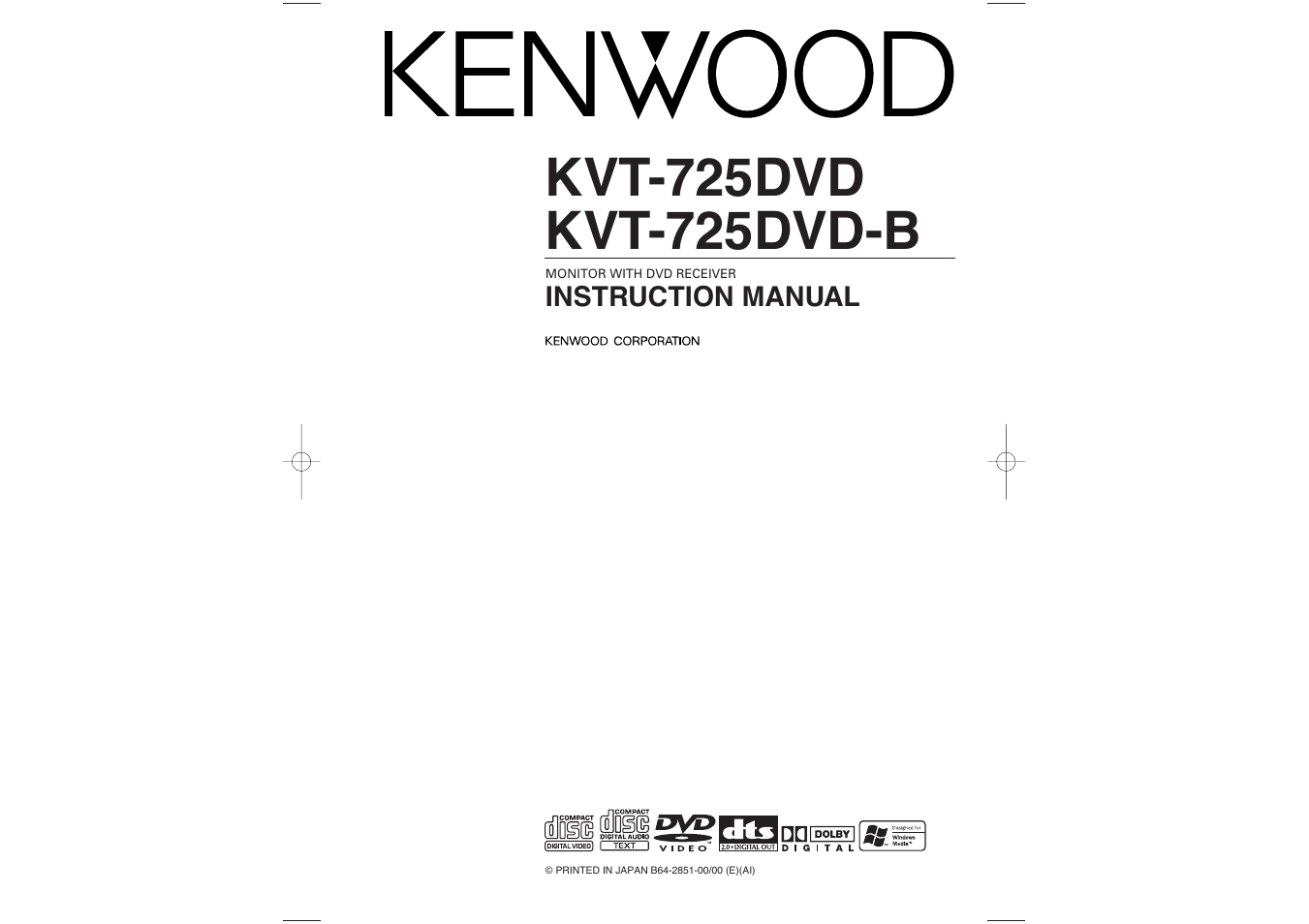 Kenwood KVT-725DVD-B User Manual | 48 pages