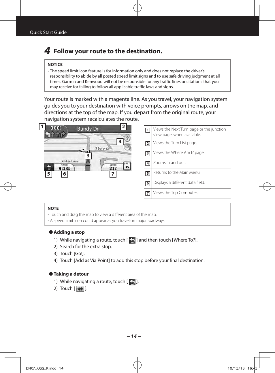 Follow your route to the destination | Kenwood DNX7180 User Manual | Page 14 / 32