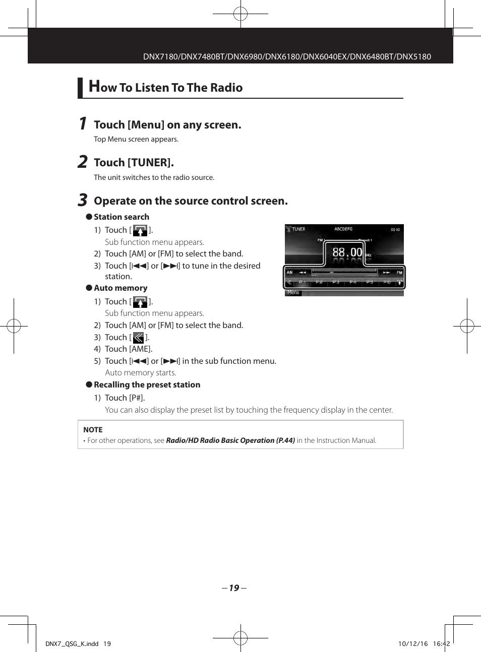 Ow to listen to the radio | Kenwood DNX7180 User Manual | Page 19 / 32