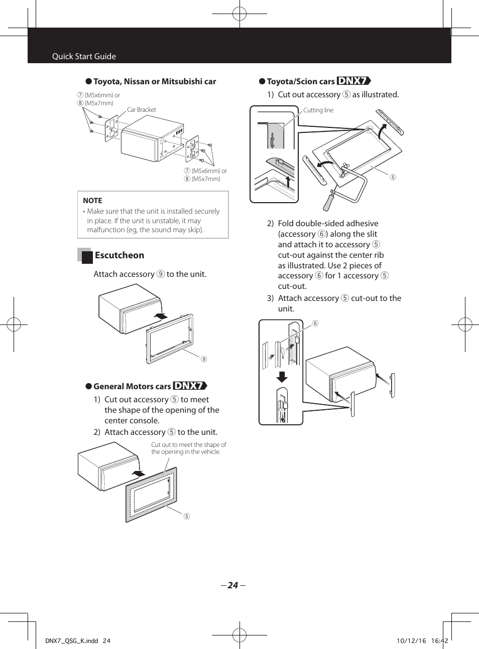 Escutcheon | Kenwood DNX7180 User Manual | Page 24 / 32