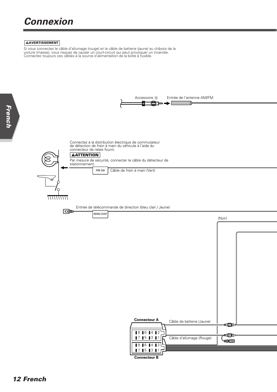 Connexion, 12 french french | Kenwood DDX7025 User Manual | Page 12 / 60