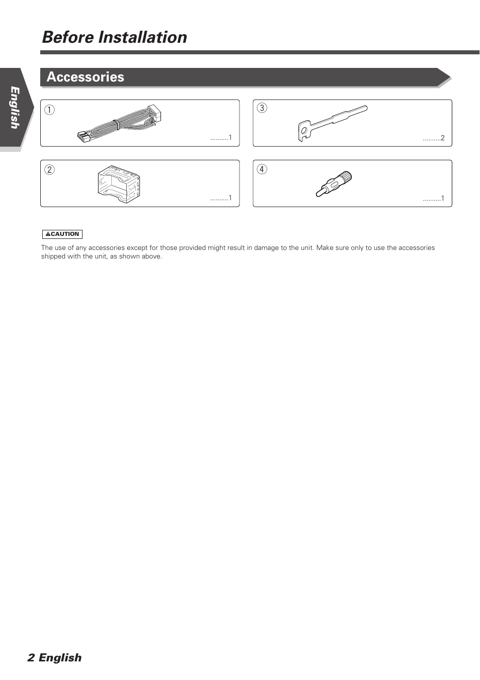 Before installation, Accessories | Kenwood DDX7025 User Manual | Page 2 / 60