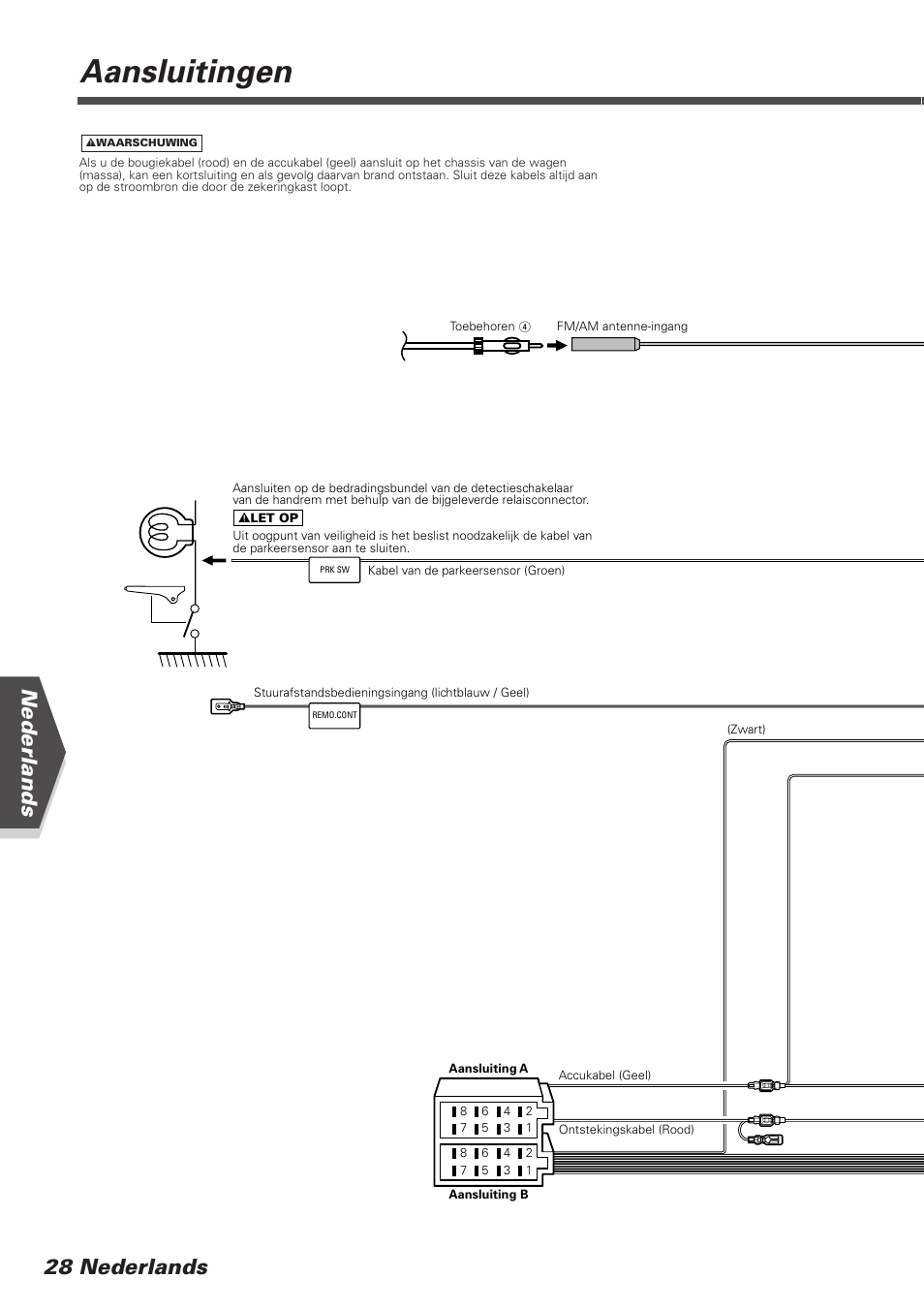 Aansluitingen, Nederlands 28 nederlands | Kenwood DDX7025 User Manual | Page 28 / 60