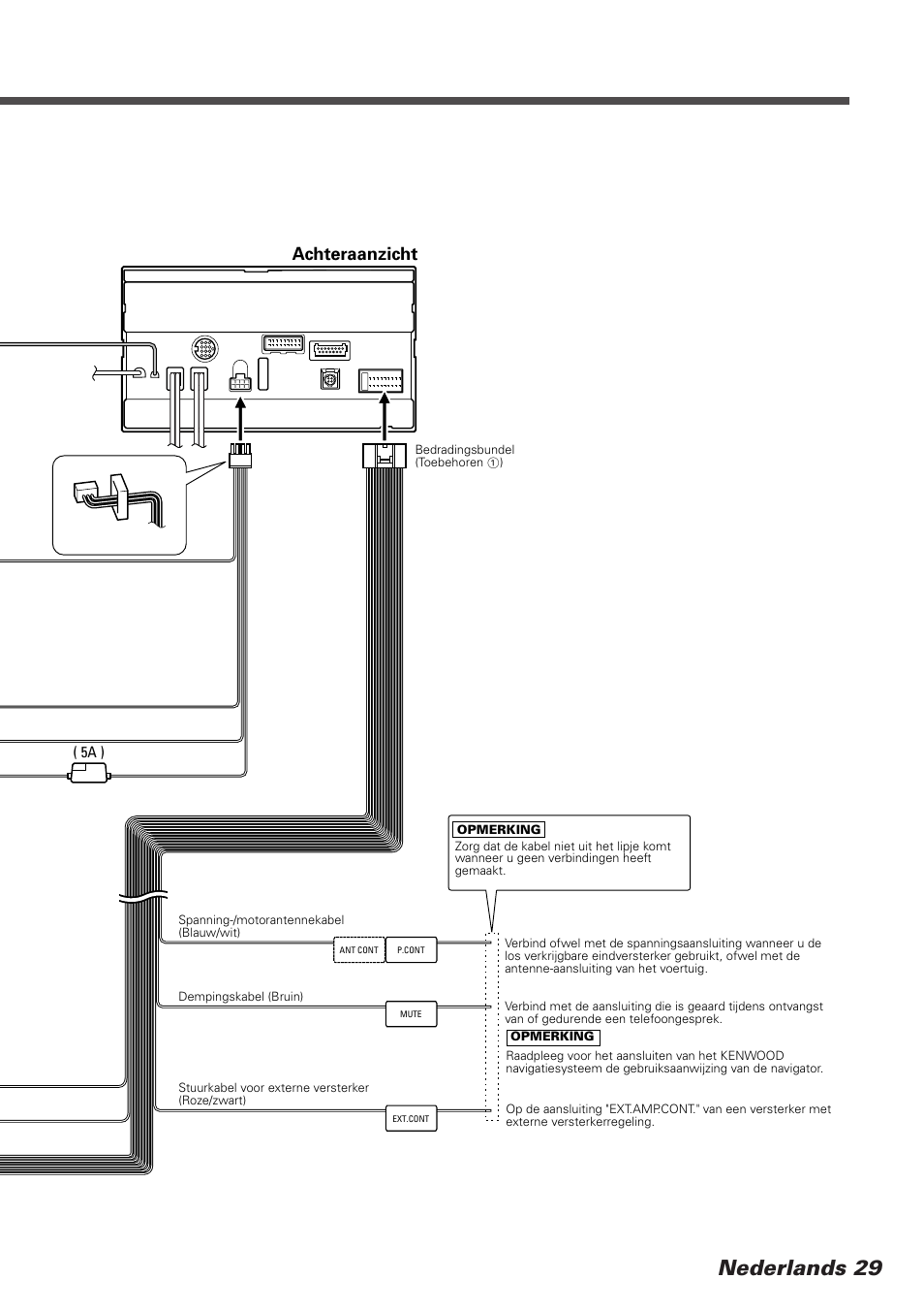 Nederlands 29, Achteraanzicht | Kenwood DDX7025 User Manual | Page 29 / 60