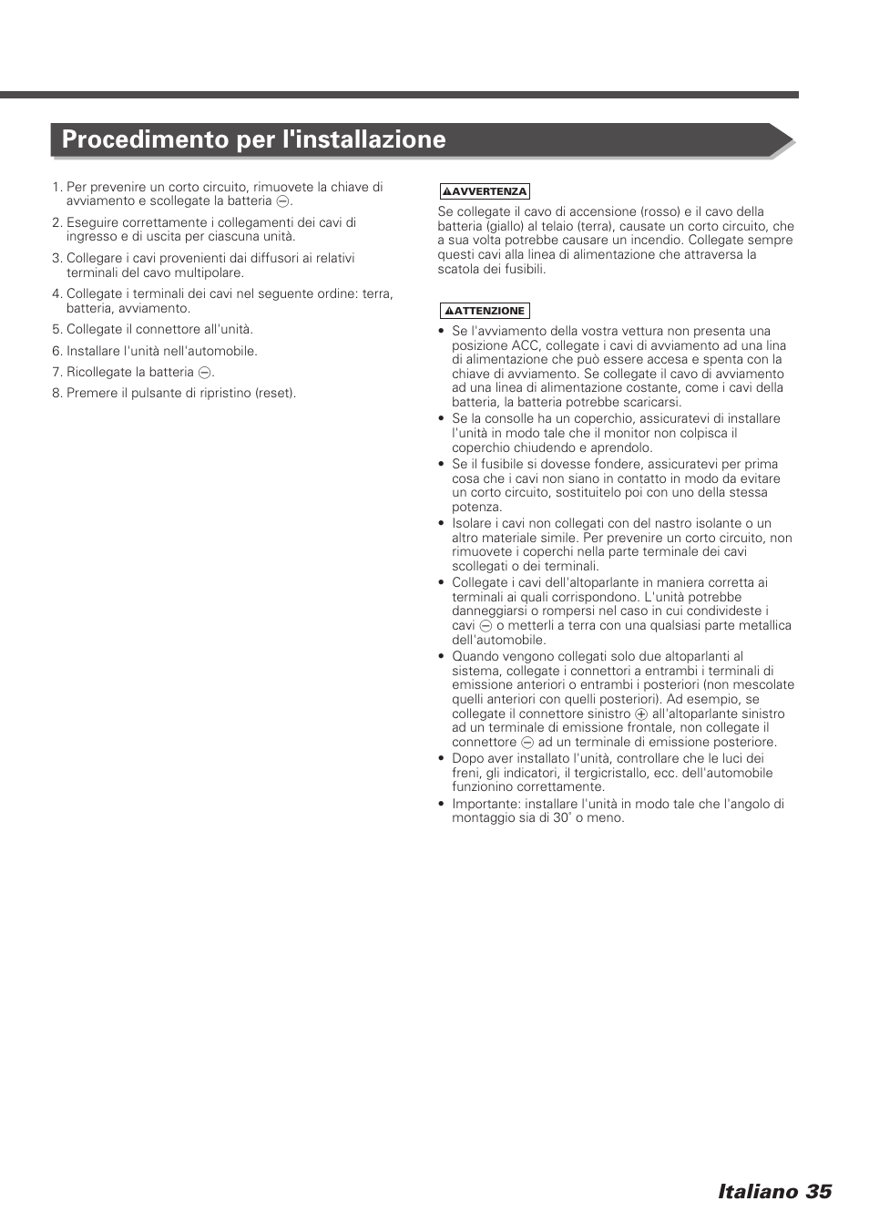 Procedimento per l'installazione, Italiano 35 | Kenwood DDX7025 User Manual | Page 35 / 60