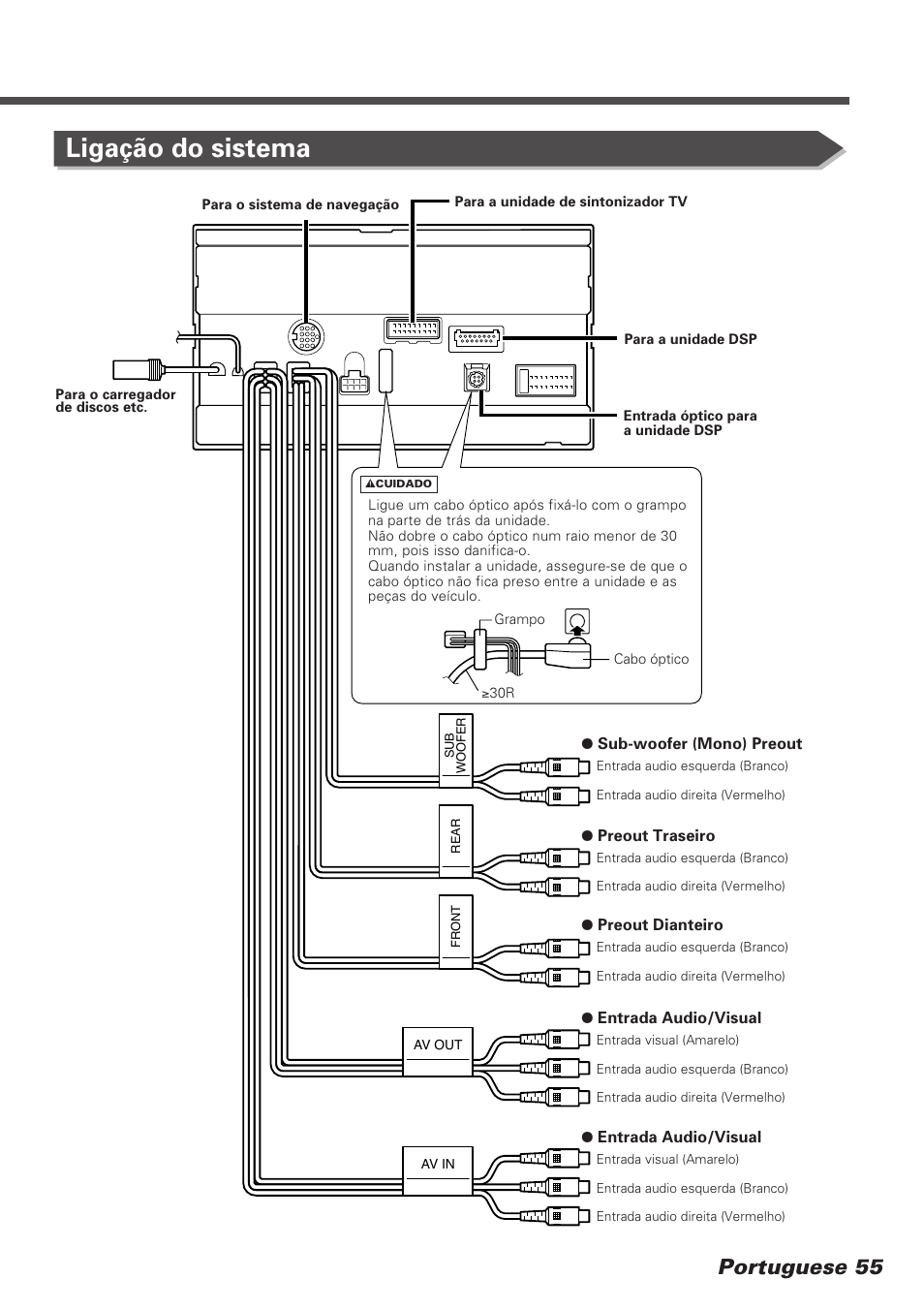 Ligação do sistema, Portuguese 55 | Kenwood DDX7025 User Manual | Page 55 / 60