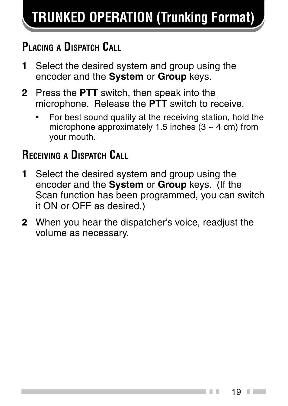 Trunked operation (trunking format) | Kenwood TK-2140 User Manual | Page 24 / 38