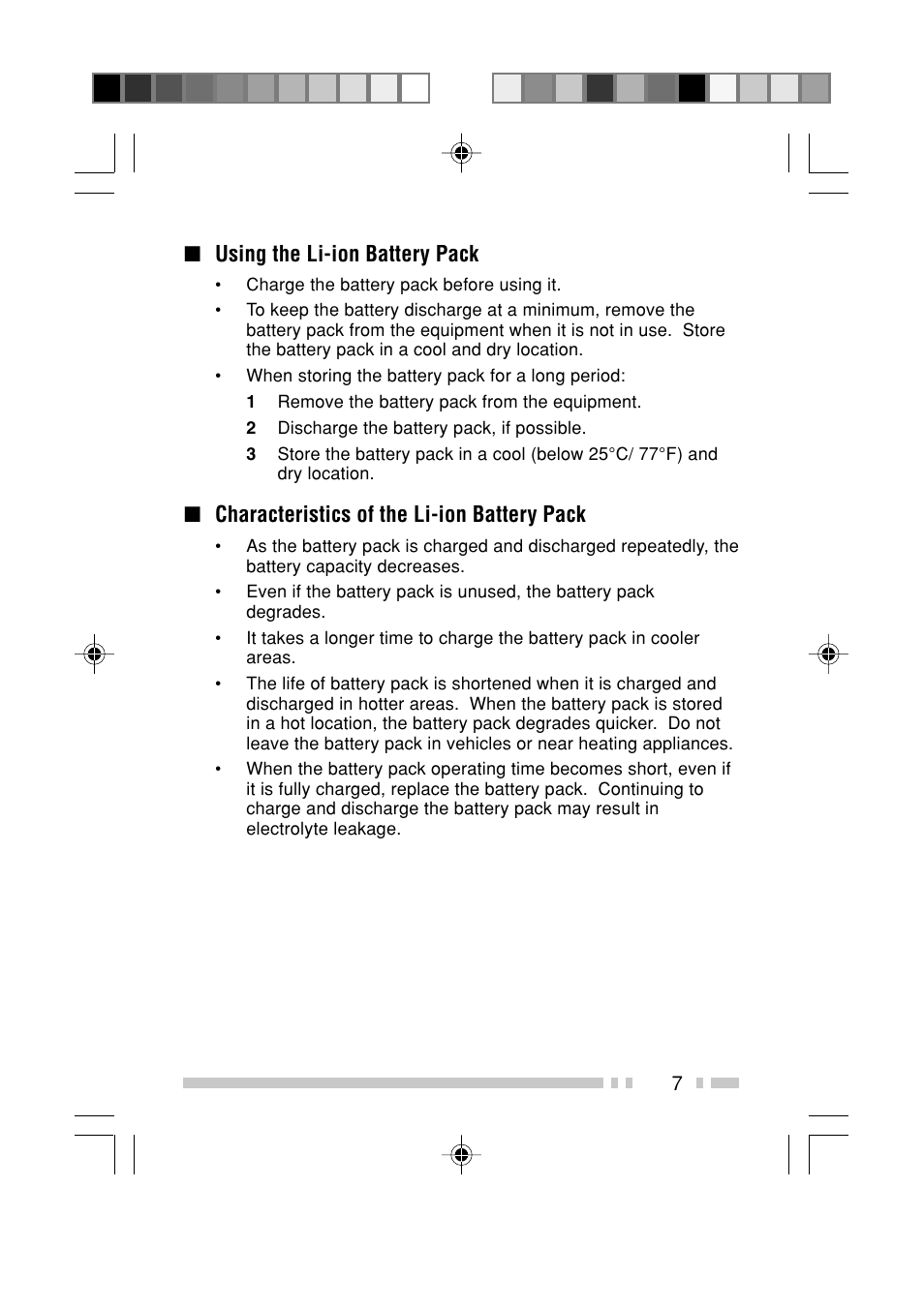 Using the li-ion battery pack, Characteristics of the li-ion battery pack | Kenwood TK-3202L User Manual | Page 14 / 32