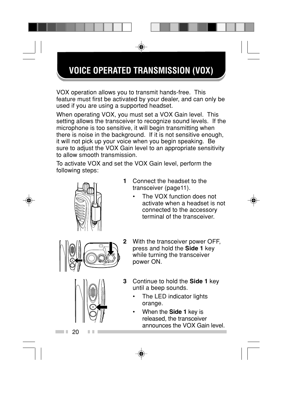 Voice operated transmission (vox) | Kenwood TK-3202L User Manual | Page 27 / 32