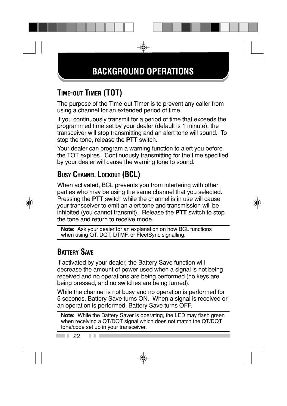 Background operations, Tot), Bcl) | Kenwood TK-3202L User Manual | Page 29 / 32