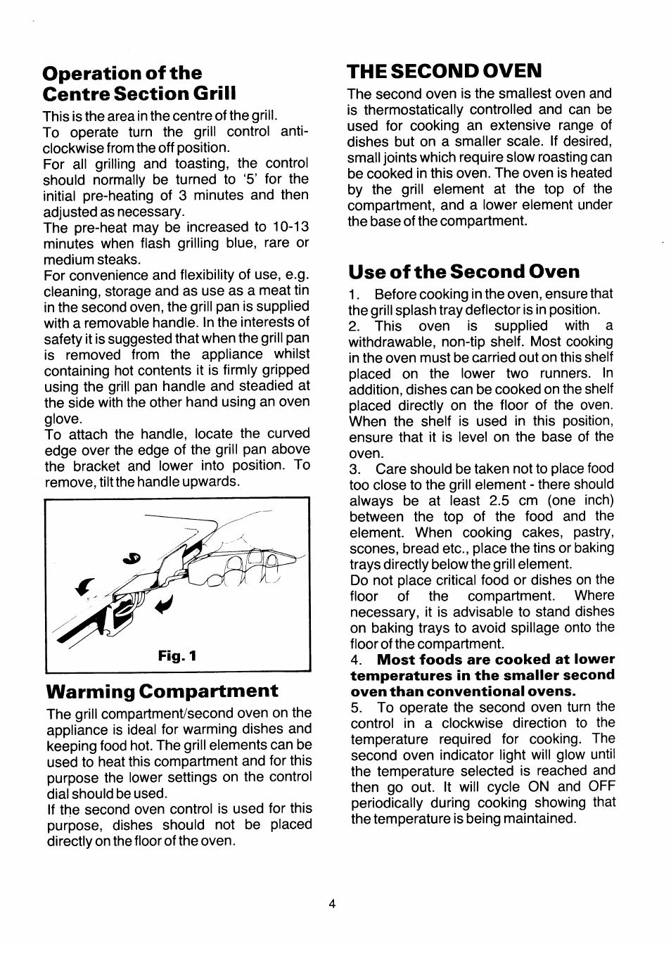 Warming compartment, The second oven, Use of the second oven | Kenwood SC102/2WH User Manual | Page 6 / 20