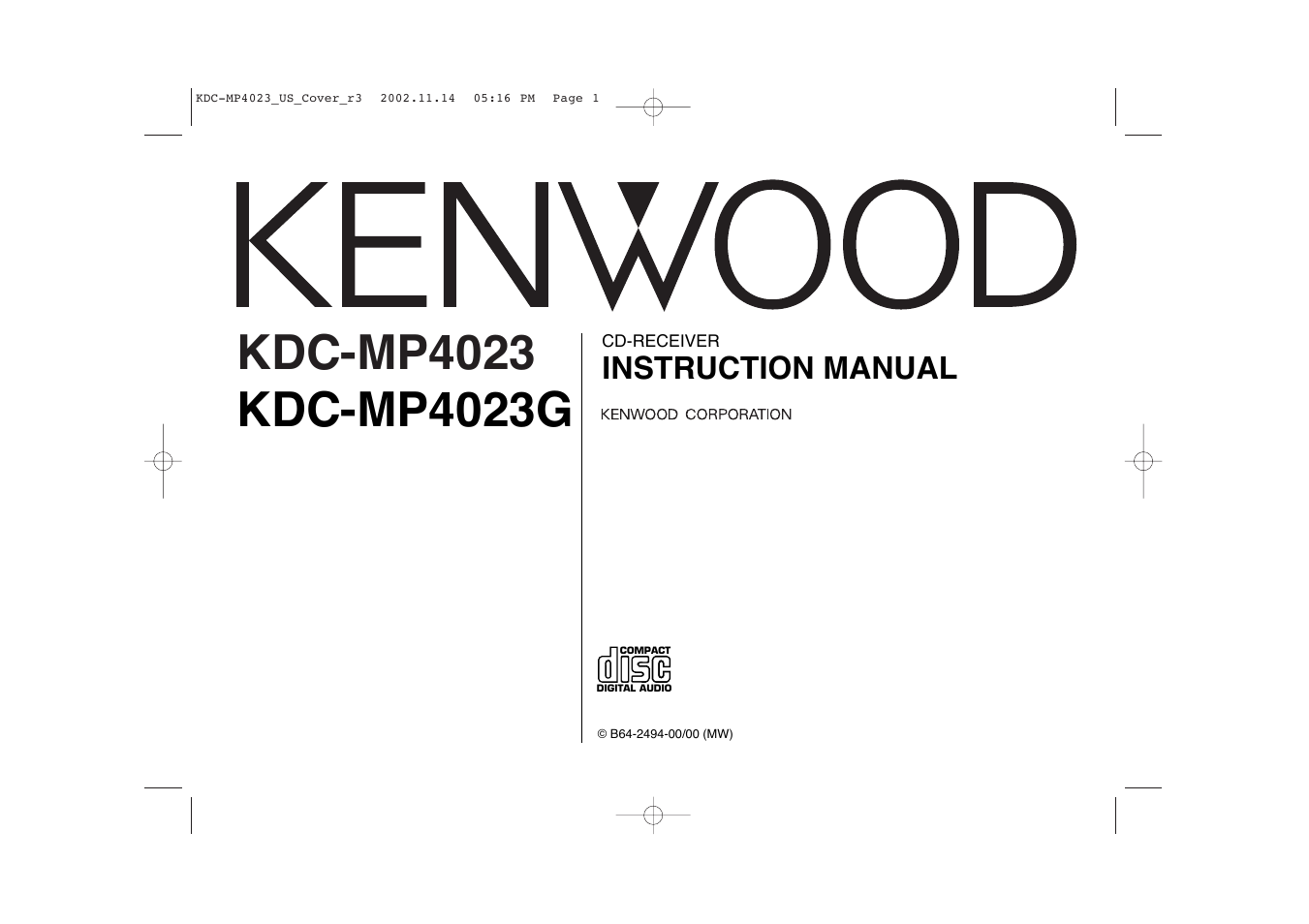 Kenwood KDC-MP4023 User Manual | 32 pages