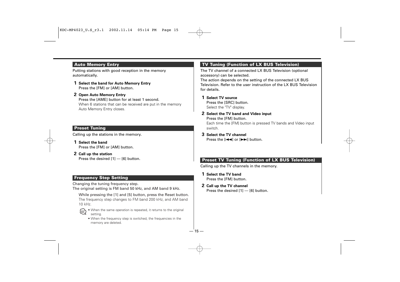 Kenwood KDC-MP4023 User Manual | Page 15 / 32