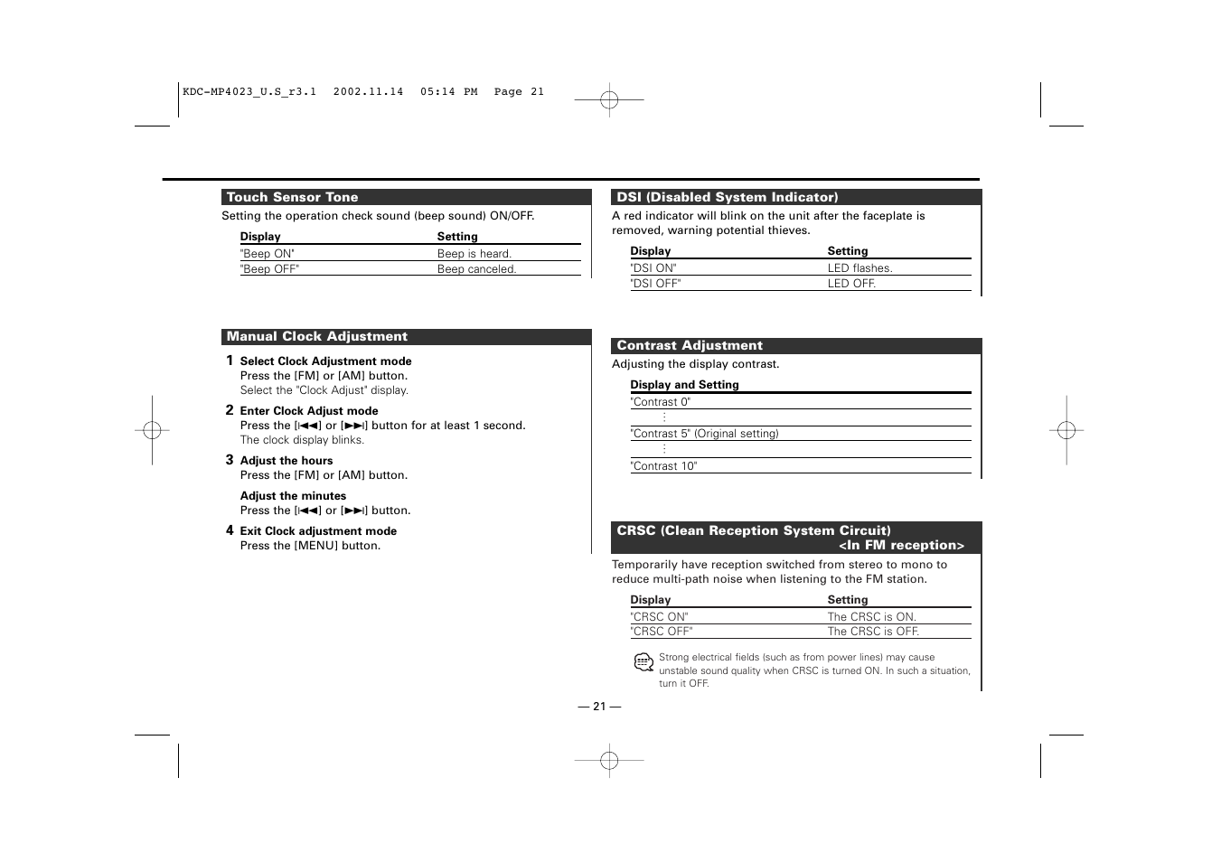 Kenwood KDC-MP4023 User Manual | Page 21 / 32