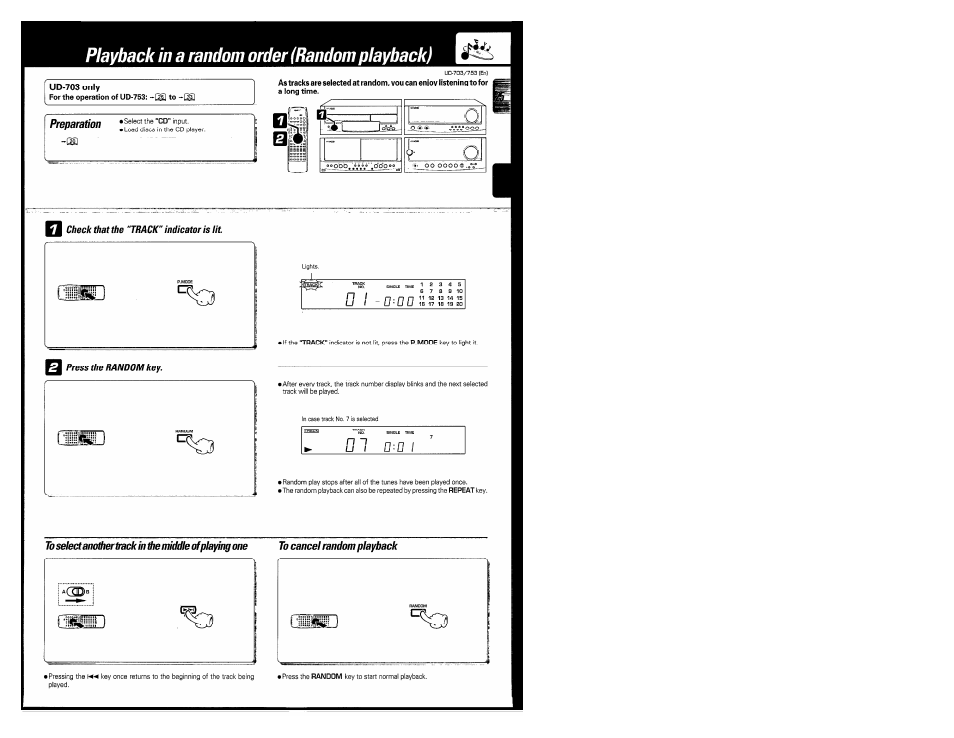 Playback in a random order (random playback), N ~ i u i b--d | Kenwood COMPACT DISC DIGITAL AUDIO UD-703 User Manual | Page 25 / 80