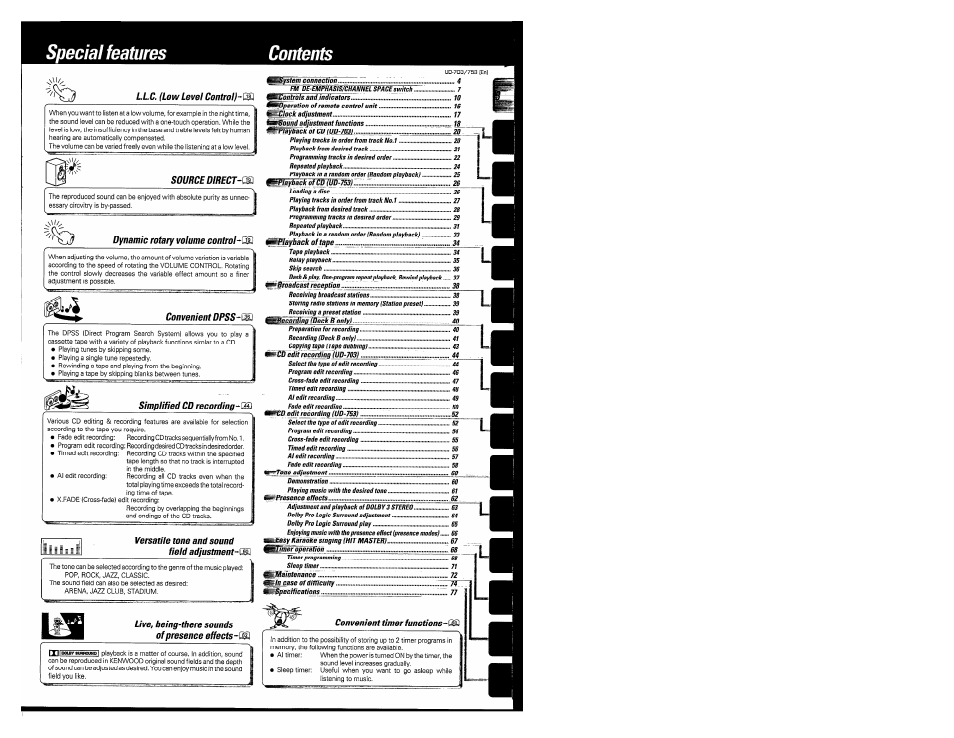 Kenwood COMPACT DISC DIGITAL AUDIO UD-703 User Manual | Page 3 / 80