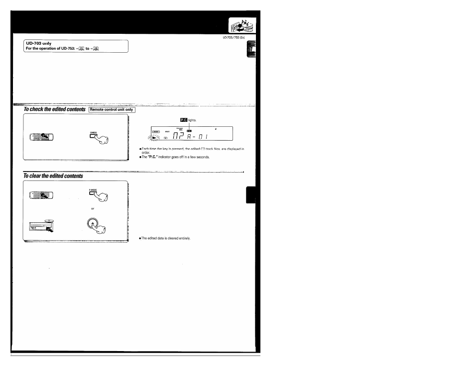 To clear the edited contents, R - 0 i | Kenwood COMPACT DISC DIGITAL AUDIO UD-703 User Manual | Page 51 / 80