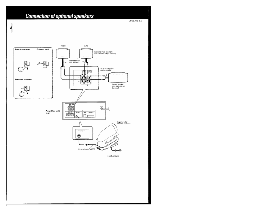 Connection of optional speakers | Kenwood COMPACT DISC DIGITAL AUDIO UD-703 User Manual | Page 8 / 80